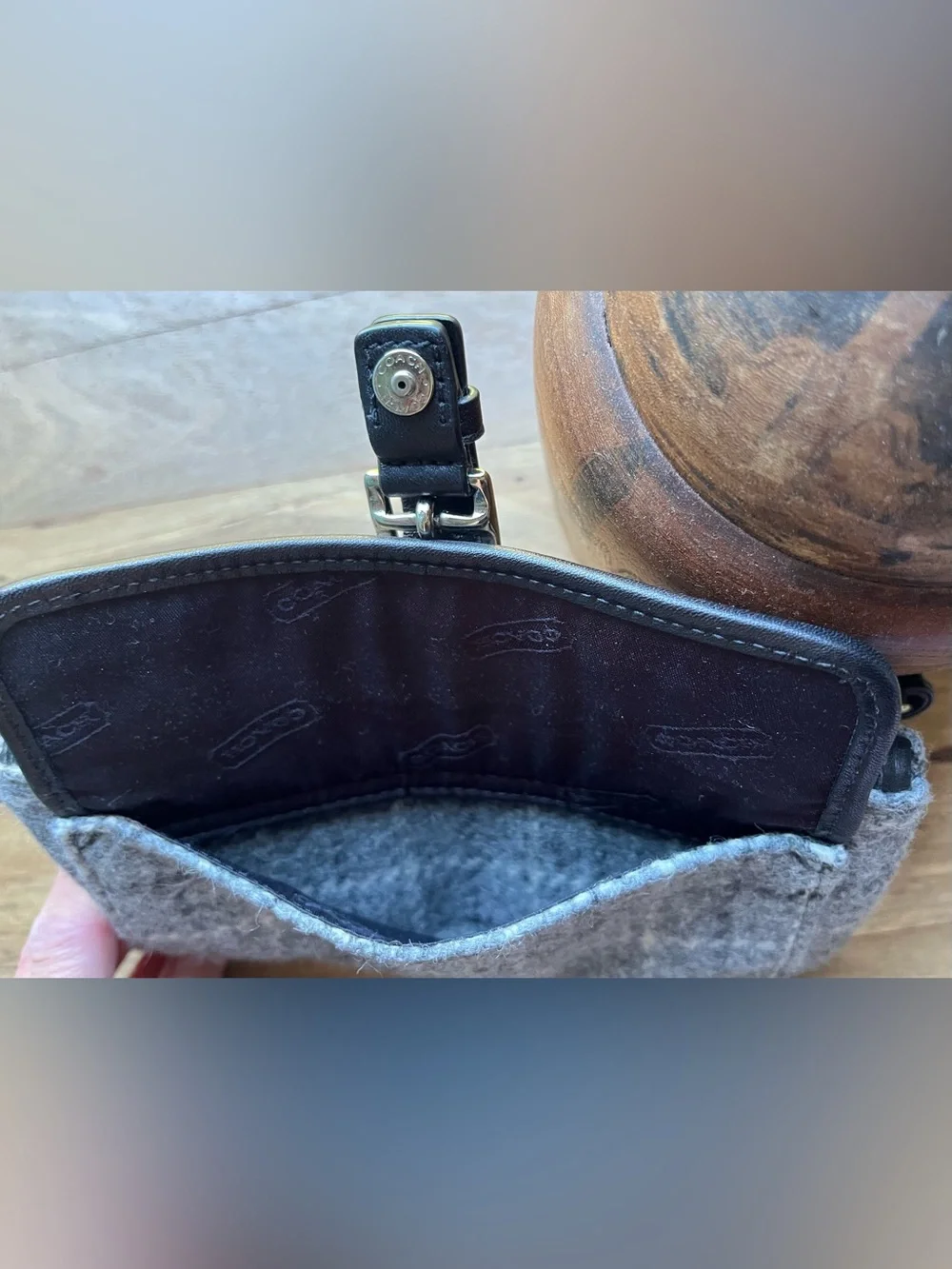 Coach Wool Tweed Wristlet Gray White